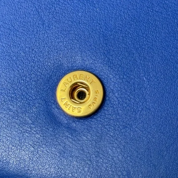 Saint Laurent Y-Chyc Authentic Royal Blue Leather Zip Wallet – Gold “Y” Hardware - Picture 8 of 9